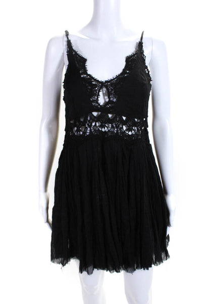 FP One by Free People Womens Black Sleeveless Mini Fit & Flare Dress Size XS