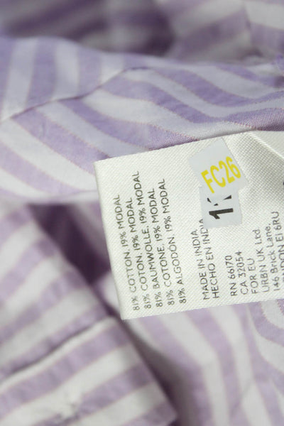 Maeve Anthropologie Womens Purple Striped Cotton Button Down Shirt Size XS