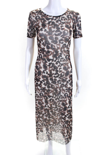 Baum Und Pferdgarten Womens Stretch Animal Print Maxi Dress Brown Size XS