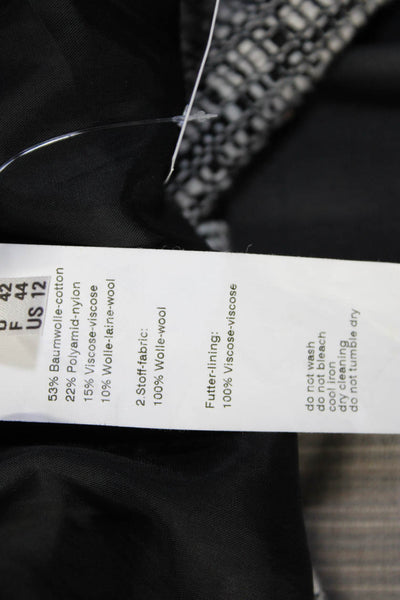 Akris Punto Womens Cotton Notched Collar Full Zip Jacket Black White Size 12