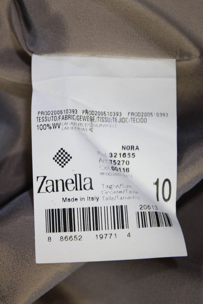 Zanella Womens Wool Striped Print No Vent Two Button Blazer Jacket Gray Size 10