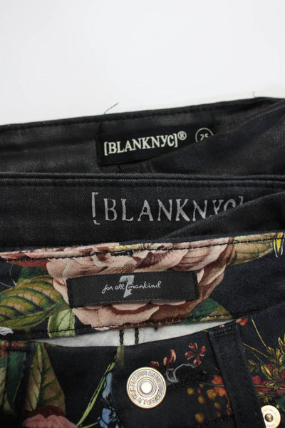 7 For All Mankind Blank NYC Womens Floral Skinny Pants Black Size 25 26 27 Lot 3