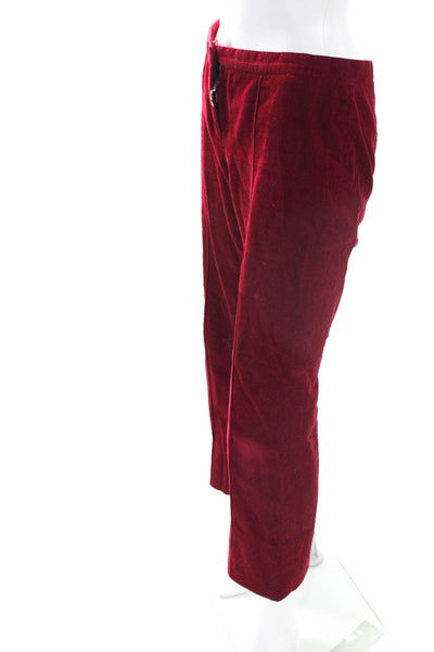 Chloe Womens Cotton Corduroy Top Stitch Flared Hem Pants Trousers Red Size 38