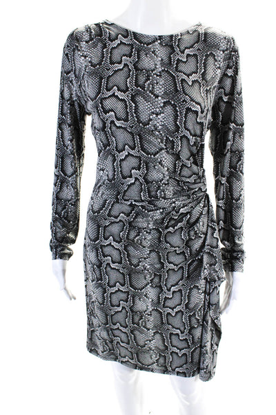 Michael Michael Kors Womens Snakeskin Print Dress Black Size Petite Large