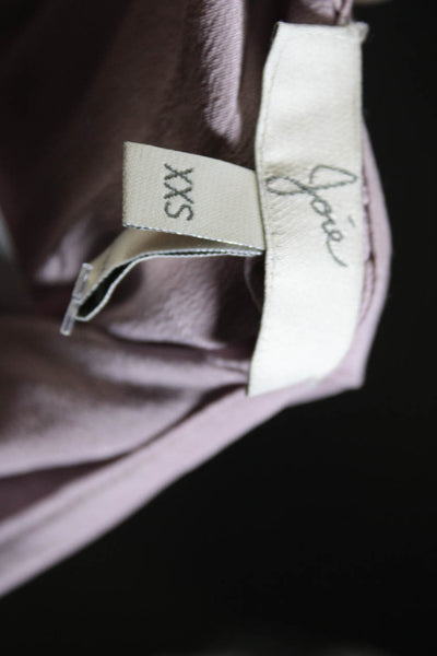 Joie Womens Silk Cold Shoulder Short Sleeve Ruffle Shift Dress Lilac Size XXS