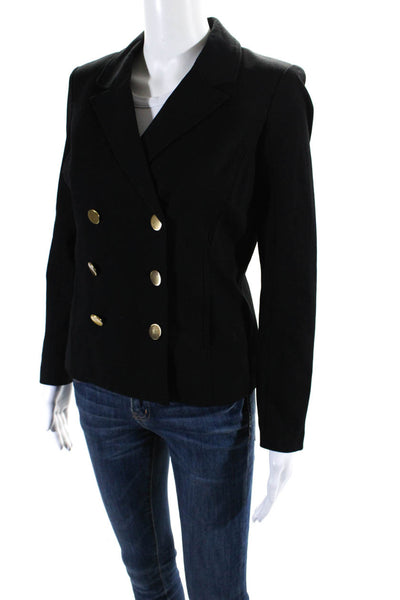 Roz & Ali Women's Collared Long Sleeves Double Breast Blazer Black Size S