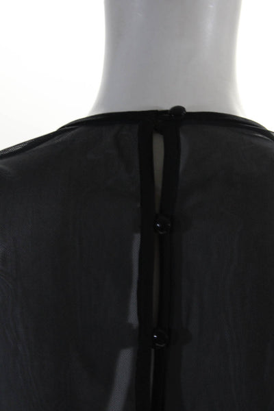Gillian Women's Round Neck Short Sleeves Sheer Bodycon Mini Dress Black Size 6