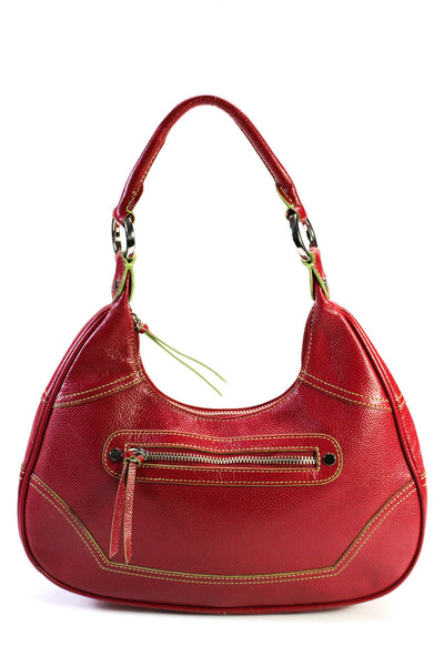Hype Women's Zip Closure Pockets Silver Hardware Tote Handbag Red Size M