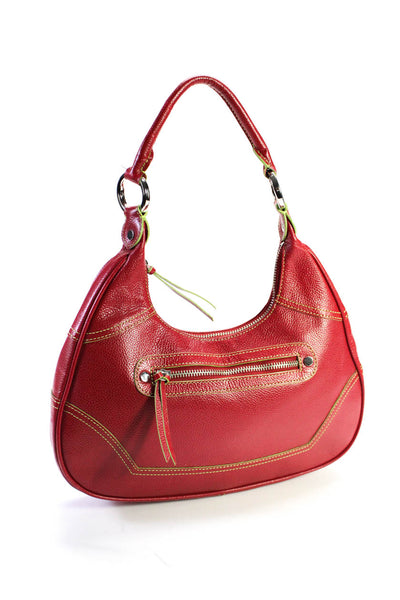 Hype Women's Zip Closure Pockets Silver Hardware Tote Handbag Red Size M