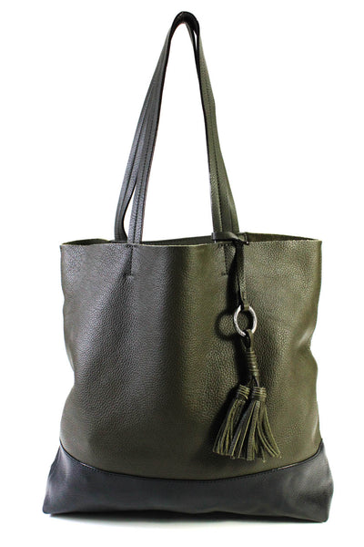 Sanctuary Women's Open Top Handle Tassel Pockets Tote Handbag Green Size M