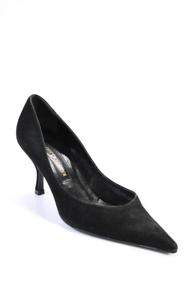 Sergio Rossi Womens Black Suede Pointed Toe High Heels Pumps Shoes Size 7.5