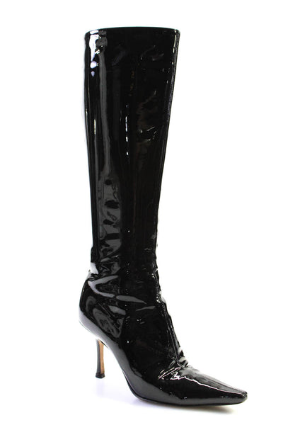 Jimmy Choo Women's Pointed Toe Stiletto Patent Leather Boot Black Size 6