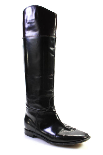 Moschino Women's Round Flat Toe Pull-On Knee High Boot Black Size 6