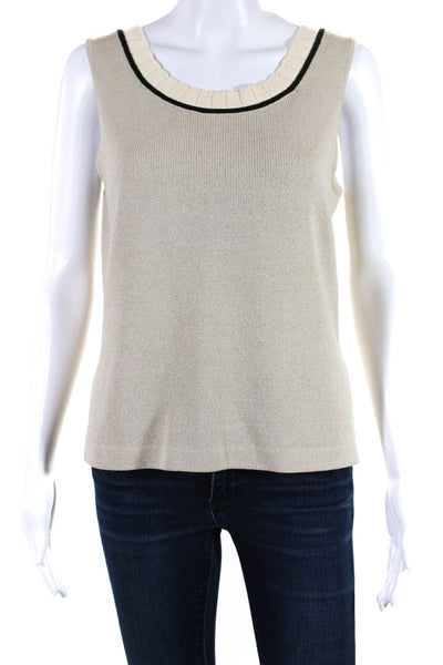 St. John Collection By Marie Gray Womens Scalloped Trim Knit Tank Beige Size P