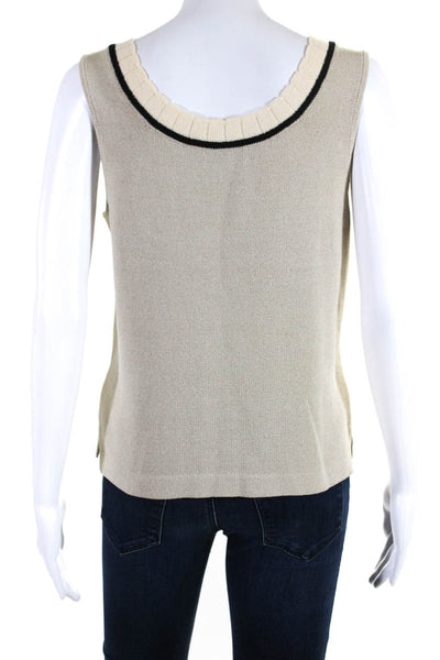St. John Collection By Marie Gray Womens Scalloped Trim Knit Tank Beige Size P
