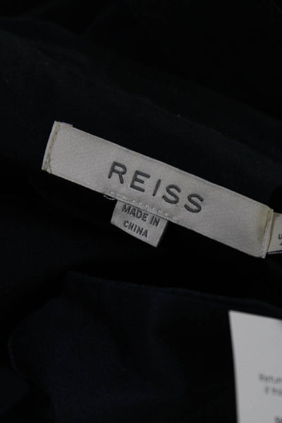 Reiss Womens Cotton Blend Collared Short Sleeve Button Up Dress Navy Size 4
