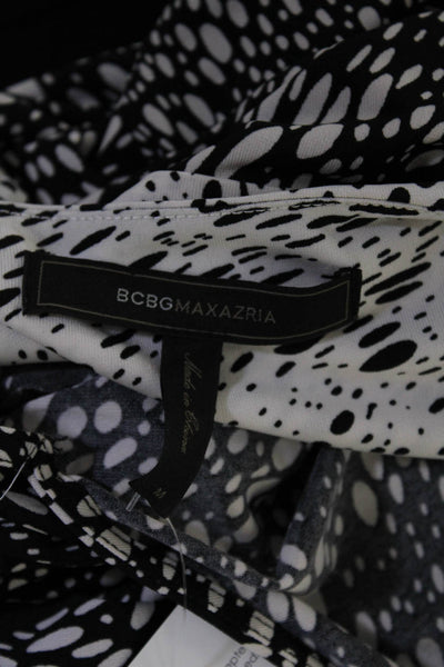 BCBGMAXAZRIA Womens Stretch Spotted V-Neck Short Sleeve Dress Black Size M