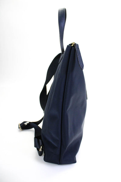 Radley Womens Leather Trim Adjustable Strap Zip Up Backpack Bookbag Navy