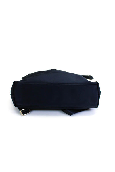 Radley Womens Leather Trim Adjustable Strap Zip Up Backpack Bookbag Navy