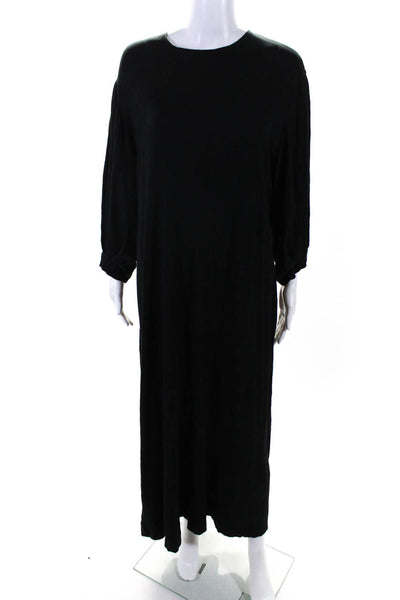 Jackie O' Loungewear Womens Textured Long Sleeve Maxi Dress Black Size XL