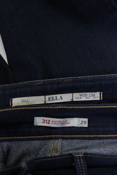 Levis Ella Womens Dark Wash Buttoned Straight Leg Jeans Blue Size 29 30 Lot 2
