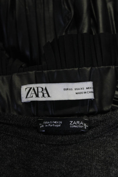 Zara Womens A Line Skirt Sweaters Black Grey Size Extra Small Small Lot 3