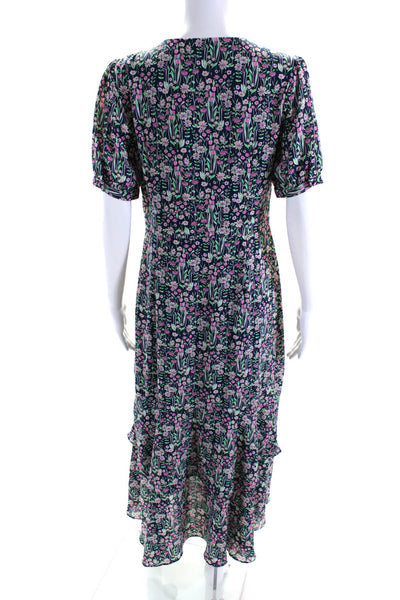 Nanette Lepore Women's V-Neck Short Sleeves Ruffle Floral Midi Dress Size 6