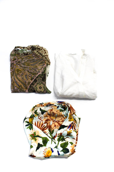 Zara Womens Multicolor Floral Print Collar Button Down Blouse Top Size M L lot 3