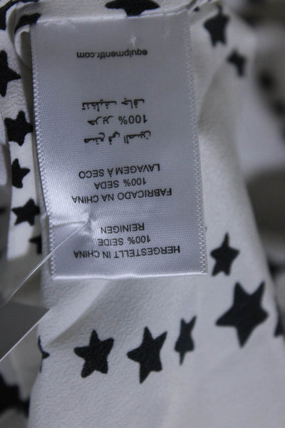 Rails Womens Silk Stars Print Short Sleeves Blouse White Black Size Large