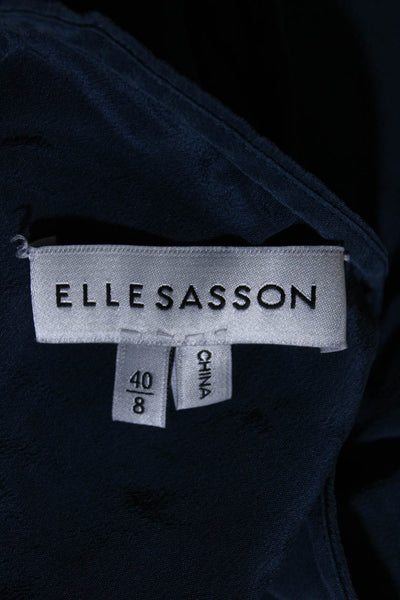 Elle Sasson Womens Silk Cropped Cold Shoulder Blouse Blue Size 8