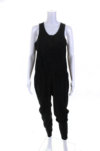 Madewell Womens Half Button Down Sleeveless Jumpsuit Black Cotton Size Medium