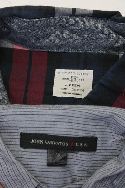 J Crew John Varvatos Mens Striped Plaid Button Up Shirt Size Medium Large Lot 2