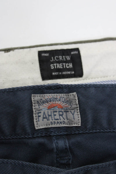 J Crew Faherty Brand Mens Straight Leg Trousers Green Navy Blue Size 30 31 Lot 2
