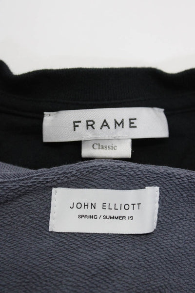 Frame John Elliot Womens Cotton Round Neck Long Sleeve Top Black Size M 4 Lot 2