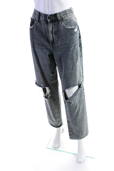 Pistola Womens Zipper Fly High Rise Distressed Straight Leg Jeans Blue Size 30