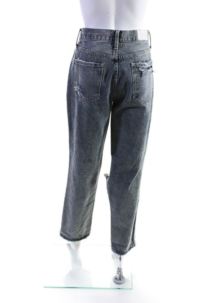 Pistola Womens Zipper Fly High Rise Distressed Straight Leg Jeans Blue Size 30