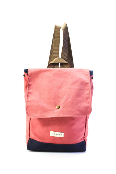 J. Stark Womens Colorblock Snapped Buttoned Slip-On Backpack Handbag Pink