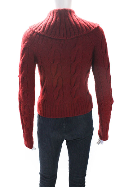 Christopher Fischer Womens Cable Knit Button Up Cardigan Sweater Red Size XS