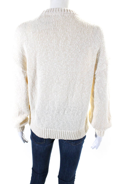Lovers + Friends Womens Pullover Crew Neck Boxy Open Knit Sweater White Size XS