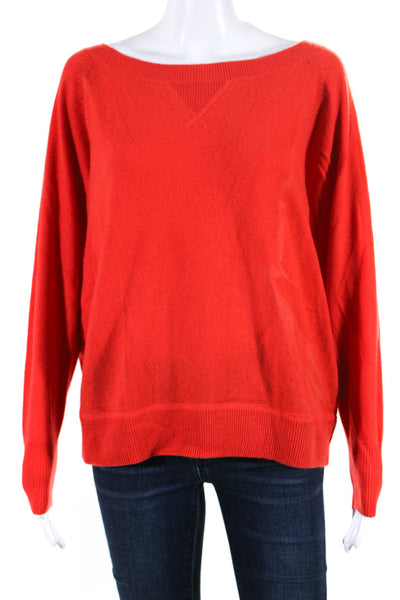 J Crew Womens Oversize Crew Neck Pullover Sweater Red Cashmere Size Extra Small