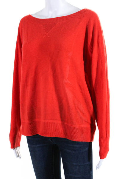 J Crew Womens Oversize Crew Neck Pullover Sweater Red Cashmere Size Extra Small
