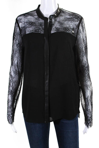 The Kooples Womens Lace Button Down Long Sleeves Blouse Black Size 3