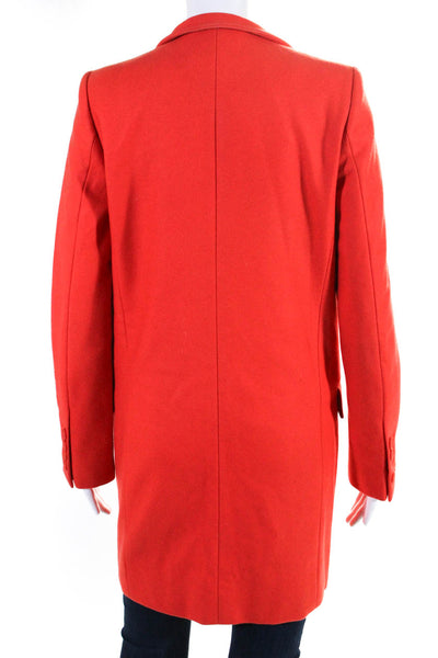 Stella McCartney Womens Wool One Button Inverted Collar Overcoat Orange Size 36