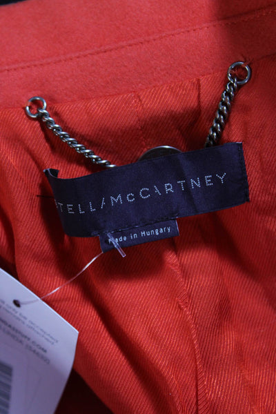 Stella McCartney Womens Wool One Button Inverted Collar Overcoat Orange Size 36