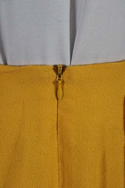 Marimekko Womens Pleated Lined Back Zip Midi Skirt Yellow Size 36