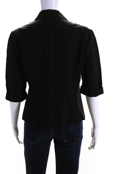 Theory Womens Solid Black Three Button Long Sleeve Blazer Size L