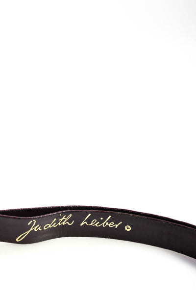 Judith Leiber Womens Snakeskin Stone Buckle Belt Purple Size Small