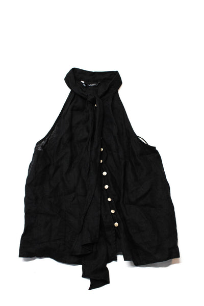 Zara Womens Crew Mock Neck Sweaters Button Front Top Black Medium Large Lot 3