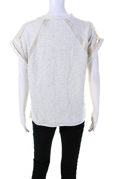 IRO Womens Leola Speckled Short Sleeve Crew Neck Knit Top Ivory Blue Size 0