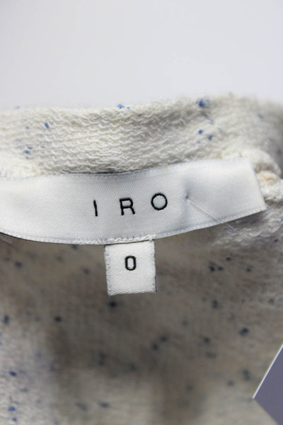 IRO Womens Leola Speckled Short Sleeve Crew Neck Knit Top Ivory Blue Size 0